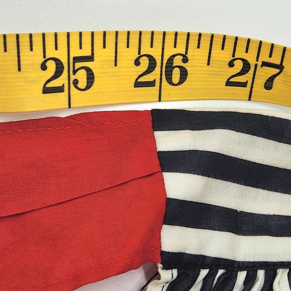 ✨RARE Vintage Carmen Lee Hostess Apron NWOT Black & White Stripe with Red Star